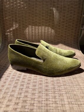 Vince Olive Velvet Slip-On Loafers